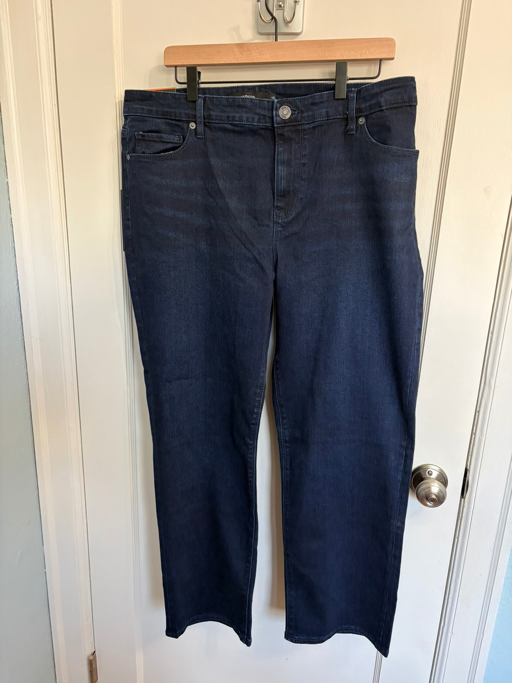 Hudson Mid-Rise Straight Leg Jeans Obscurity Blue Dark Wash Women's 16 NWT